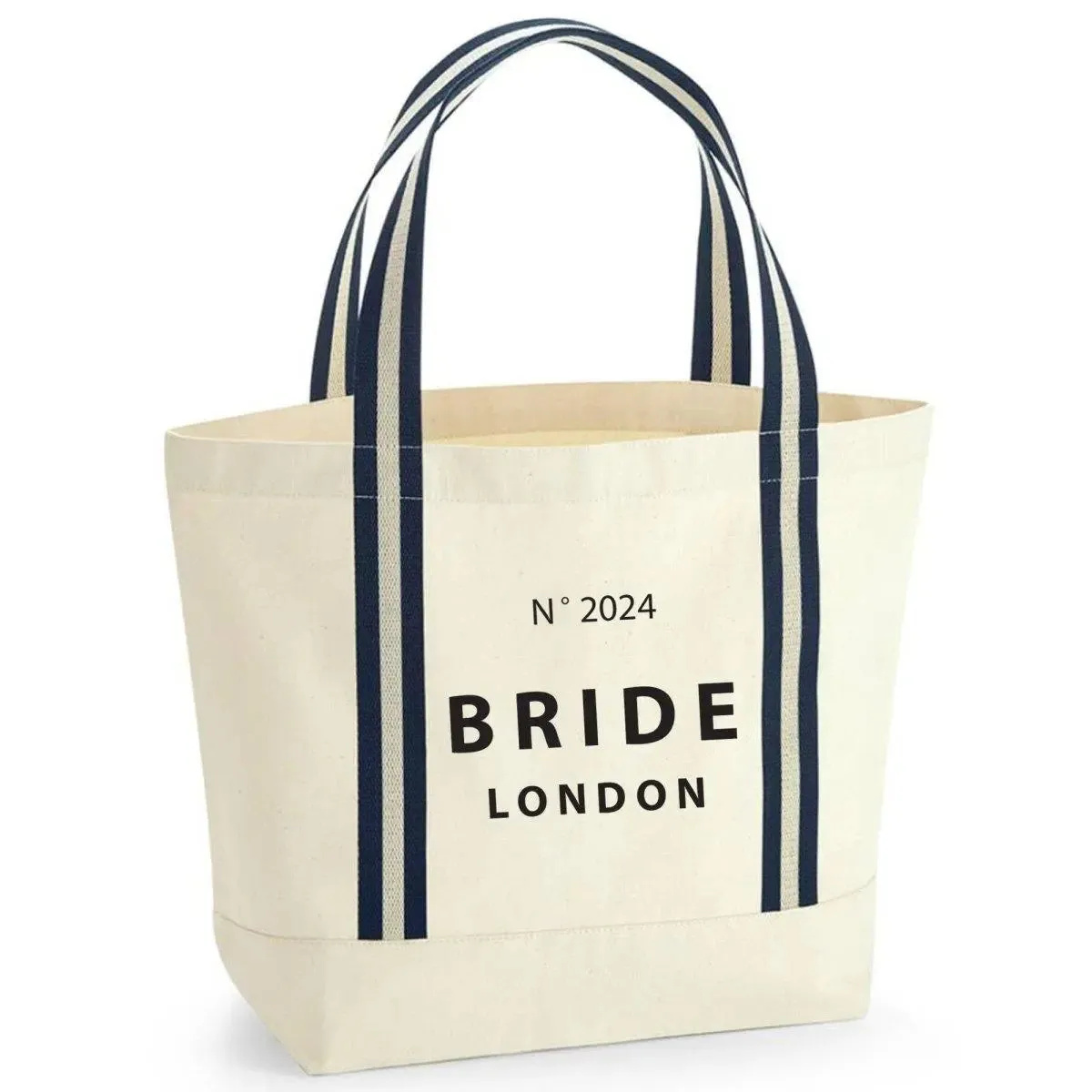 Personalised Bride Tote Bag, Custom Name Tote Bag, Bachelorette Jute Bag, Hen Party Travel Bag, Bridal Party Weekend Bag, Bags, Blue Stripe