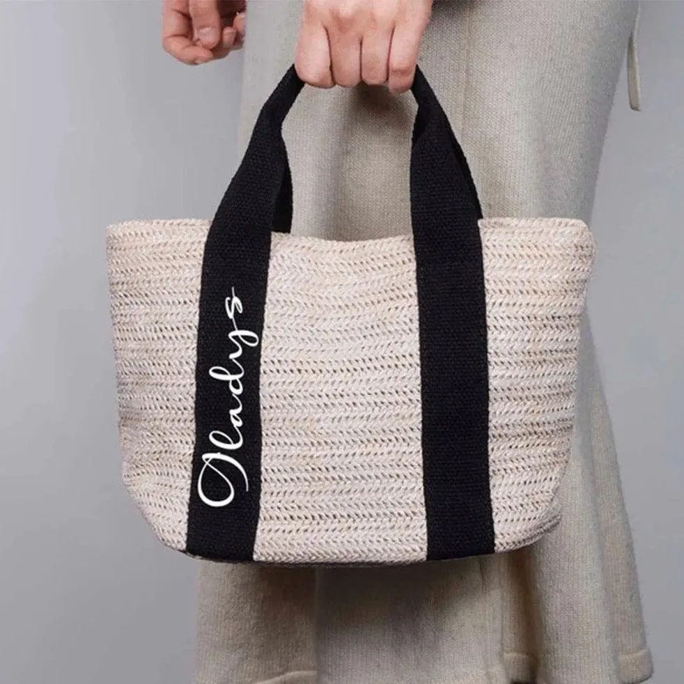 Personalized Boho Straw Bag