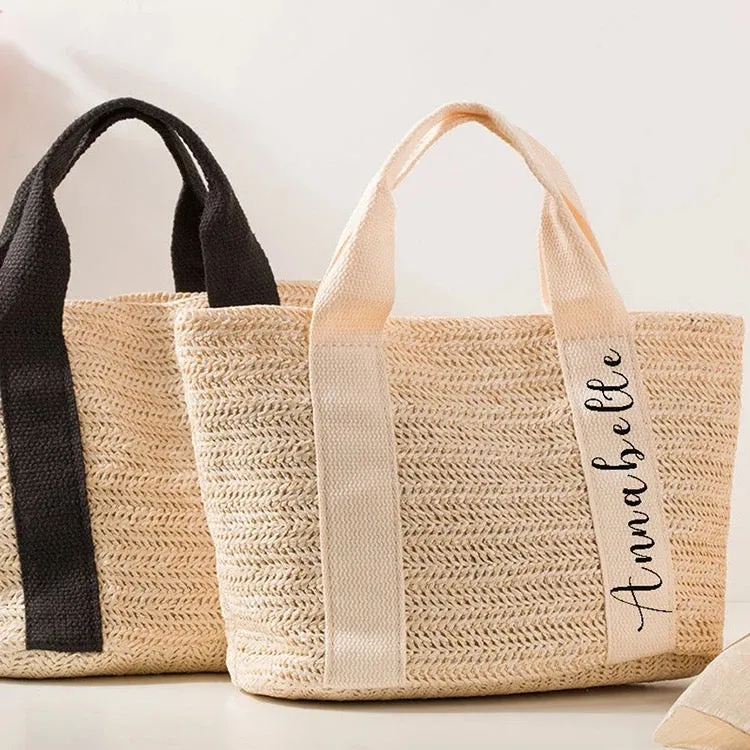 Personalized Boho Straw Bag