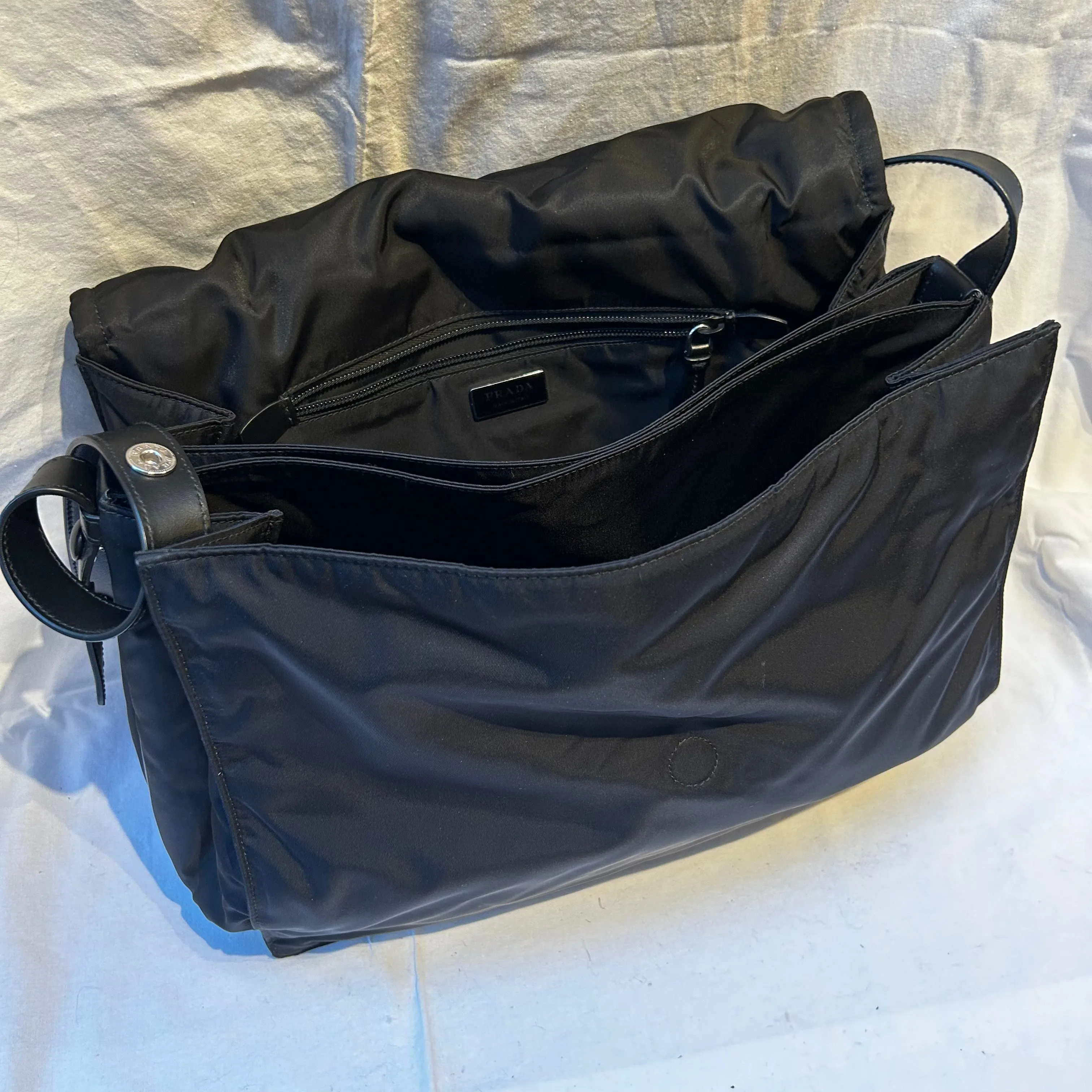 Prada 2100 Black re-Nylon Large Messenger Bag