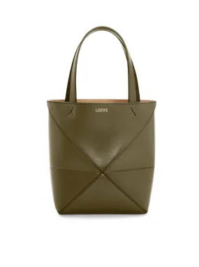 Puzzle Fold Tote mini bag in shiny calfskin