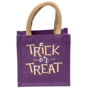 "Trick or Treat" Skeleton Petite Jute Gift Tote