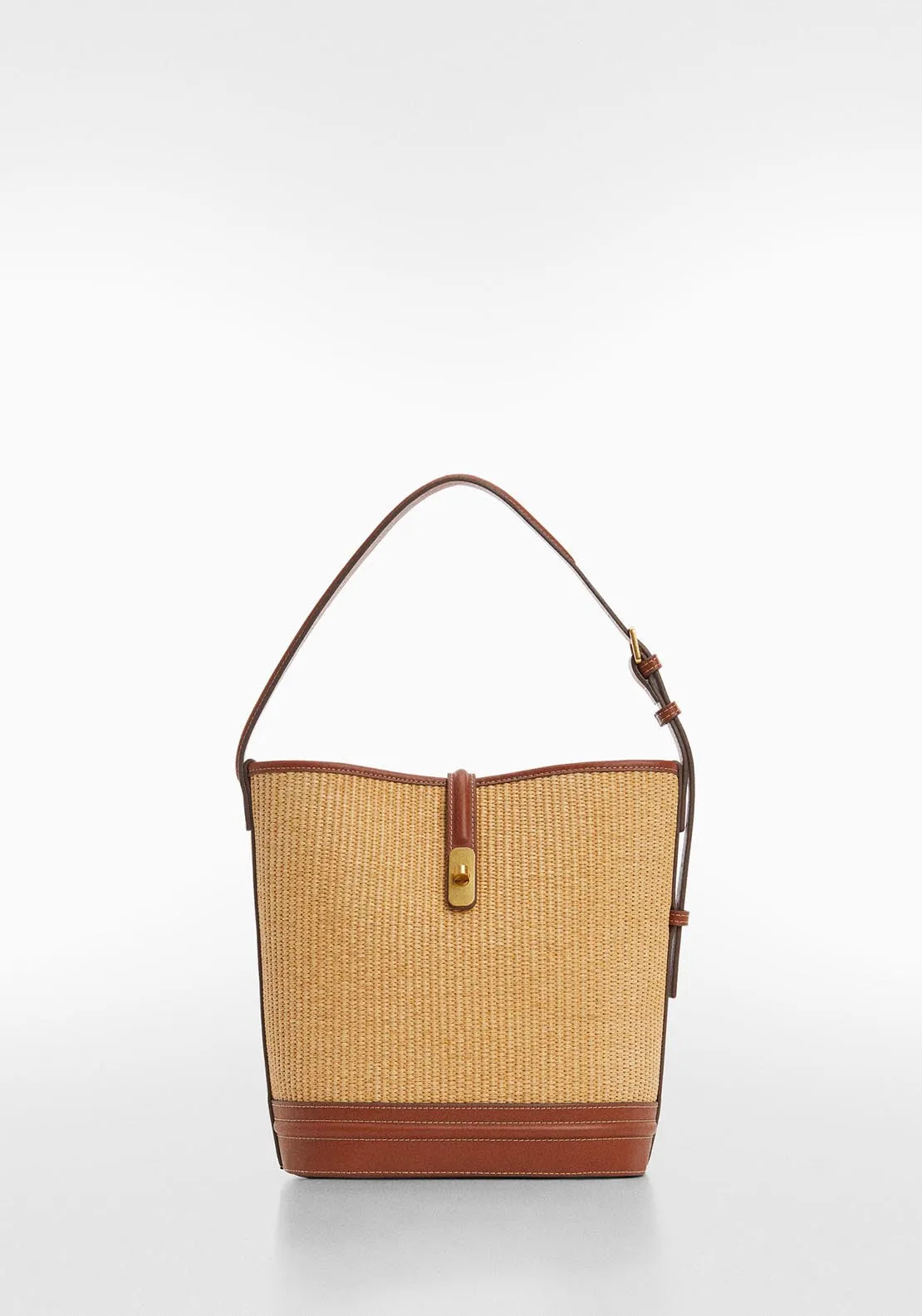 Raffia-effect bucket bag