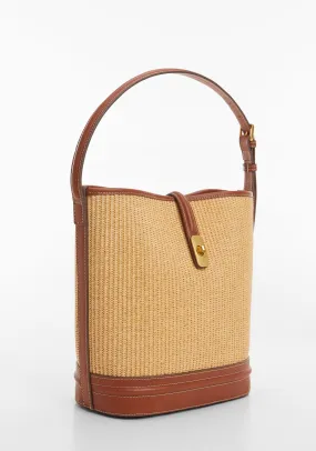 Raffia-effect bucket bag