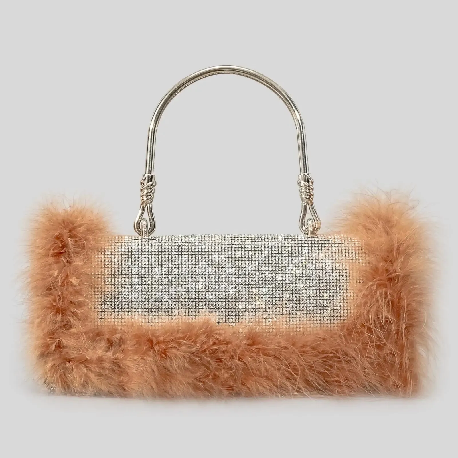 Rhinestone Evening Bag with  Feather Details