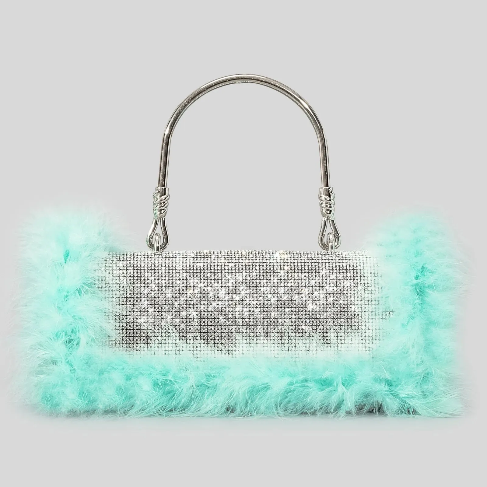 Rhinestone Evening Bag with  Feather Details