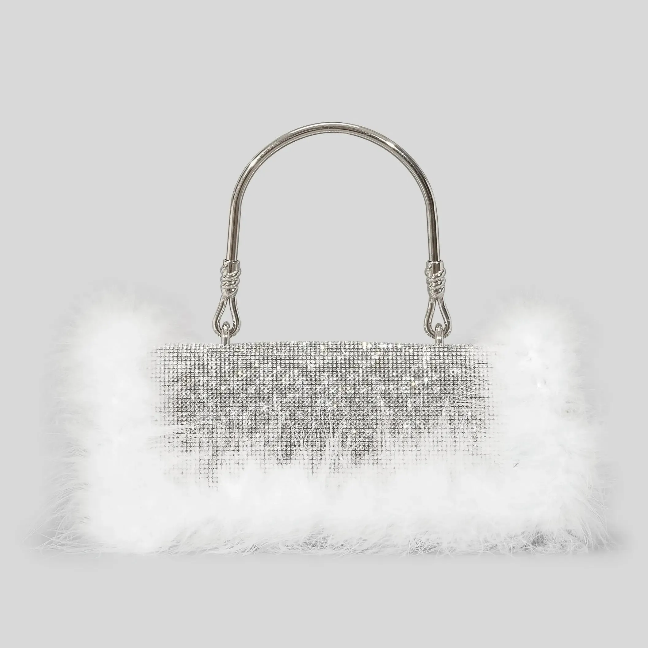 Rhinestone Evening Bag with  Feather Details