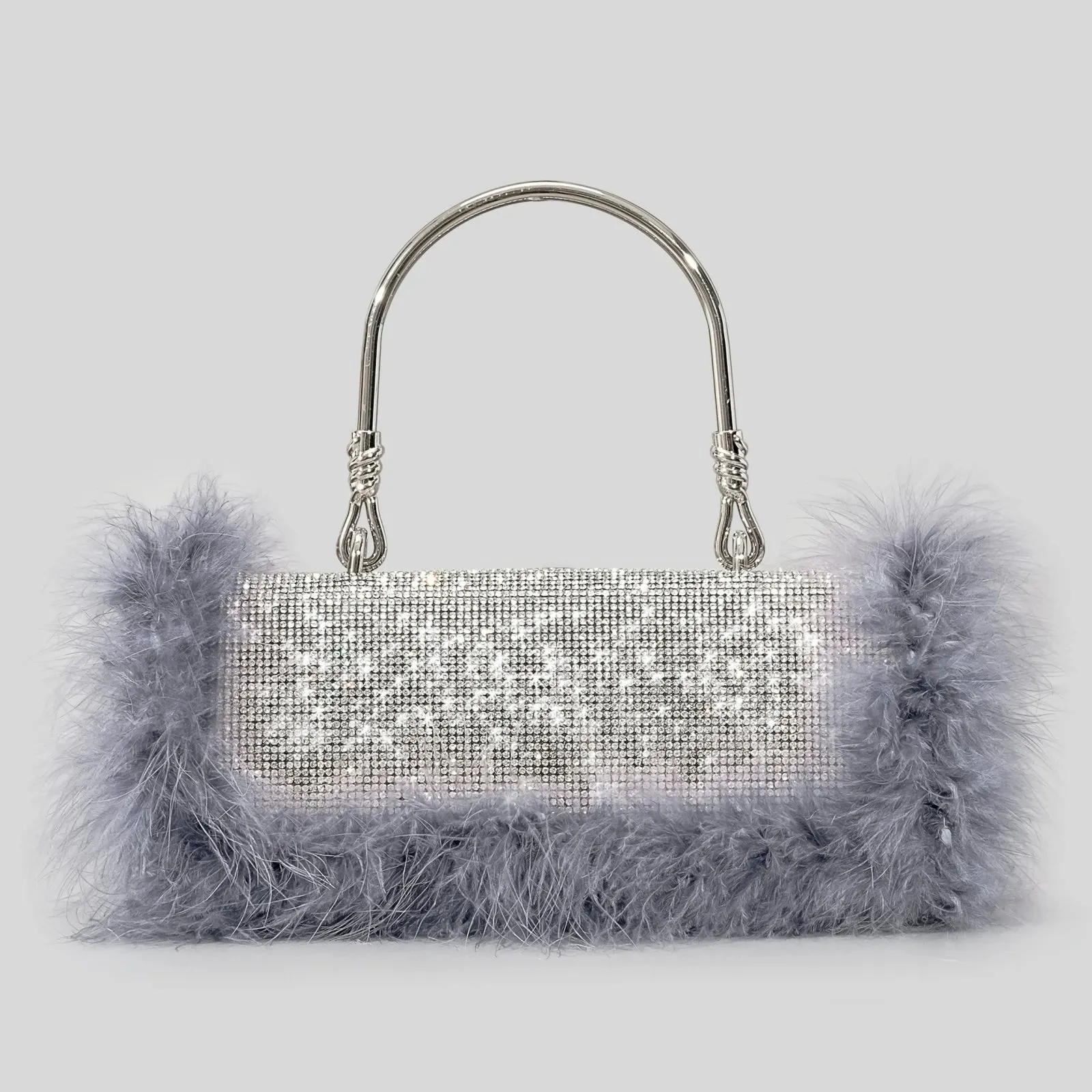 Rhinestone Evening Bag with  Feather Details