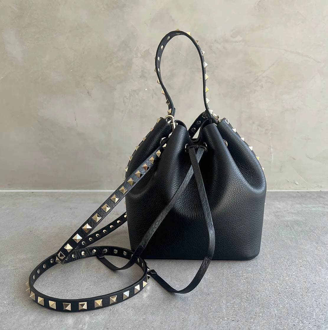 Rockstud Bucket Bag, Black