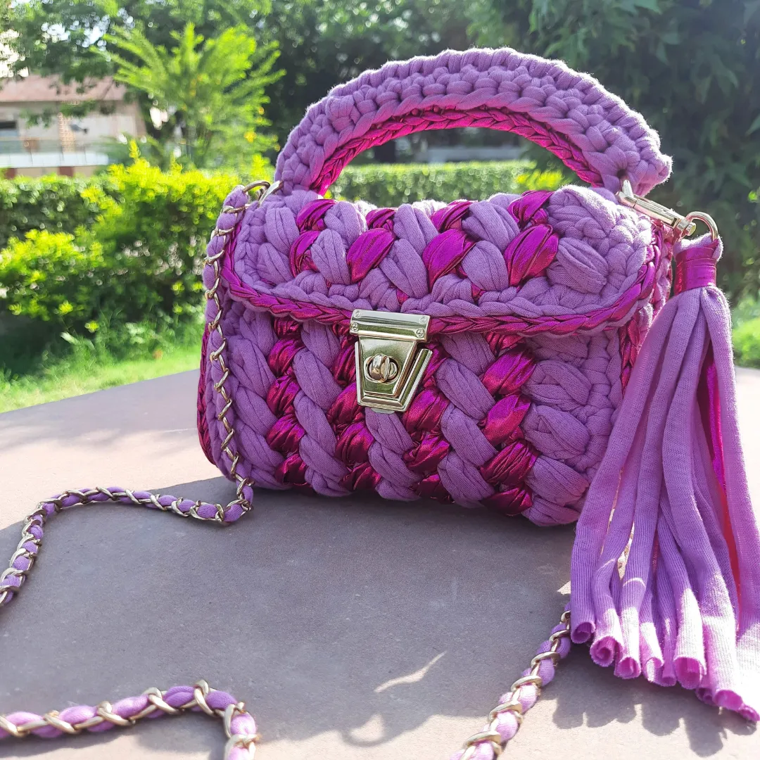 Shiroli Handmade Designer Orchid-Pink Metallica Bag