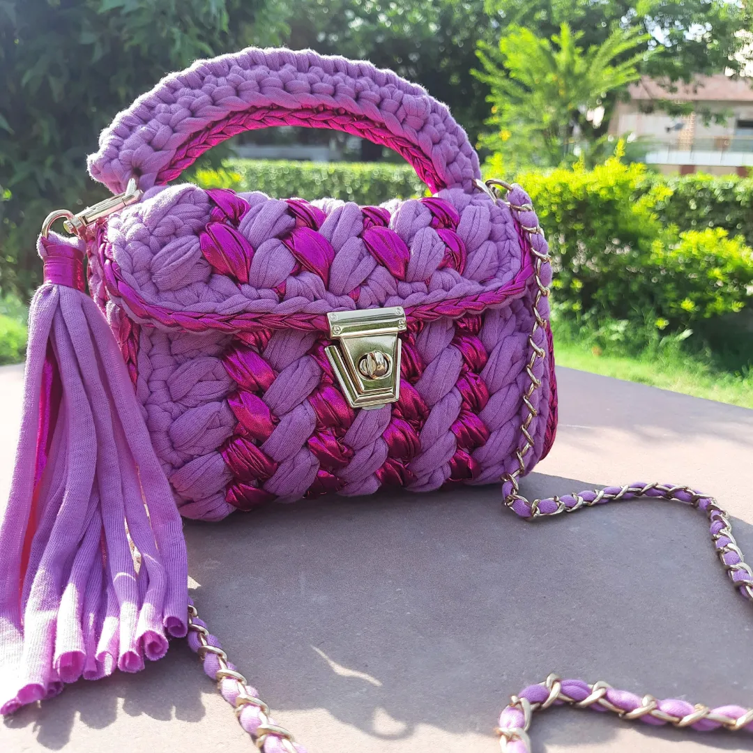 Shiroli Handmade Designer Orchid-Pink Metallica Bag