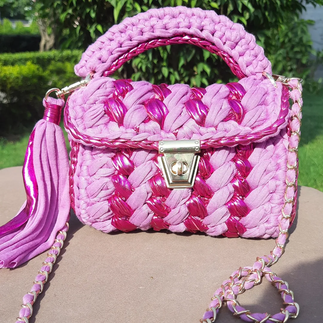 Shiroli Handmade Designer Orchid-Pink Metallica Bag