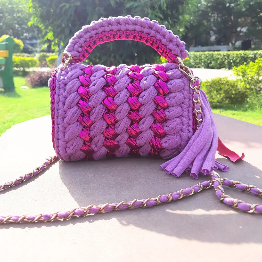 Shiroli Handmade Designer Orchid-Pink Metallica Bag