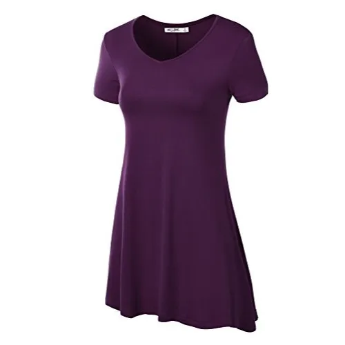 Short Sleeve Tunic Top PURPLE