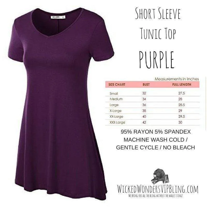 Short Sleeve Tunic Top PURPLE