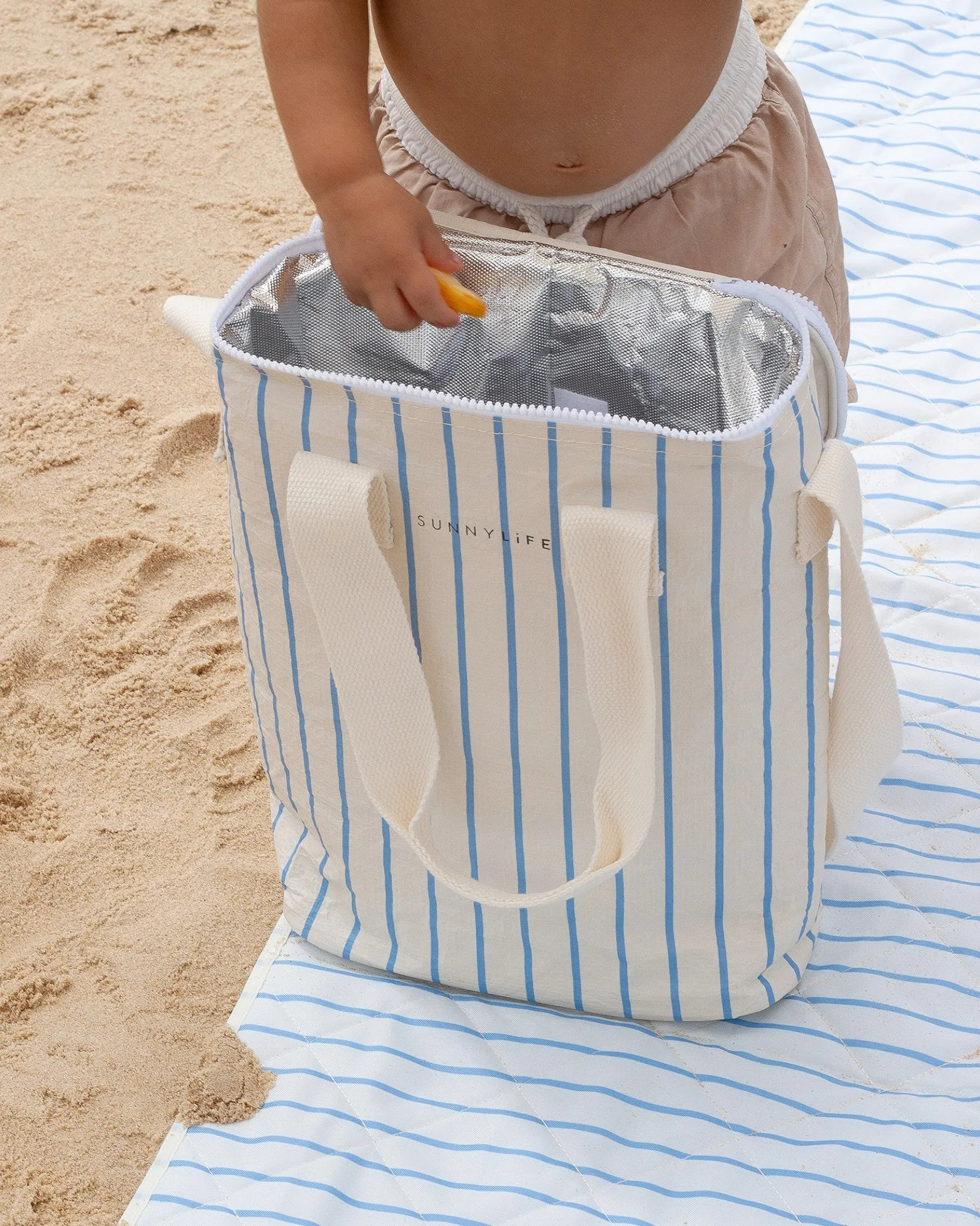 SUNNYLIFE Drinks Cooler Bag Blue Stripe