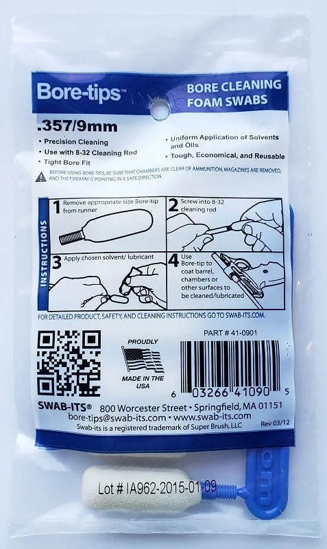 Swab-Its .357cal/9mm Barrel Cleaning Bore-tips Swabs 41-0901