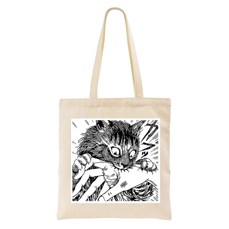 Tokyo-Tiger Creepy Cat Anime Horror Anteater Tote Bag